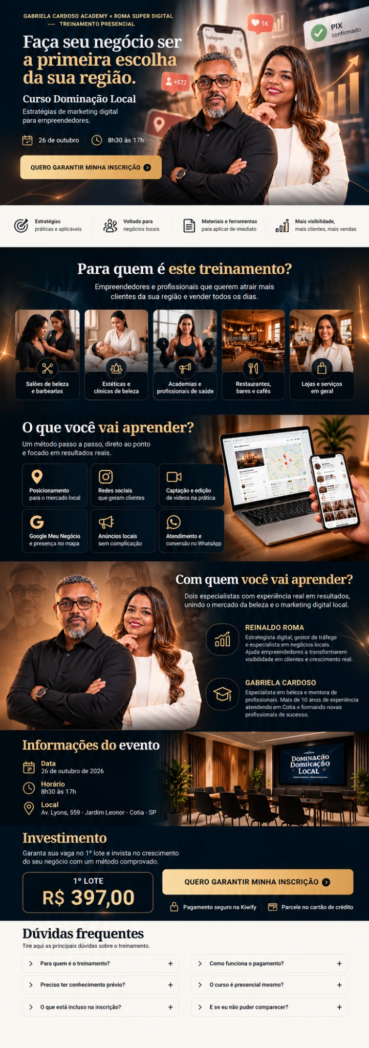Página de vendas do Curso Dominação Local — Gabriela Cardoso Academy e Roma Super Digital